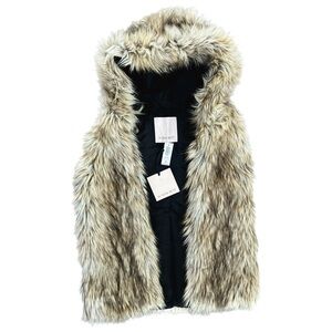NWT SUNDAY BEST Aritzia Faux Fur Hooded Vest XS | Coachella Festival Western